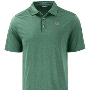 NWT Cutter & Buck Miami Hurricanes Coastline Epic Comfort Eco Polo Shirt Size L